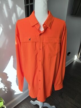 Xotic Outdoors Men’s  Performance Button Down - Hunter Orange- Size L